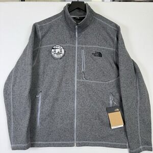 North Face Sweater Fleece Jacket Grey Men's Large NF0A3LH7 New Embroidered Logo